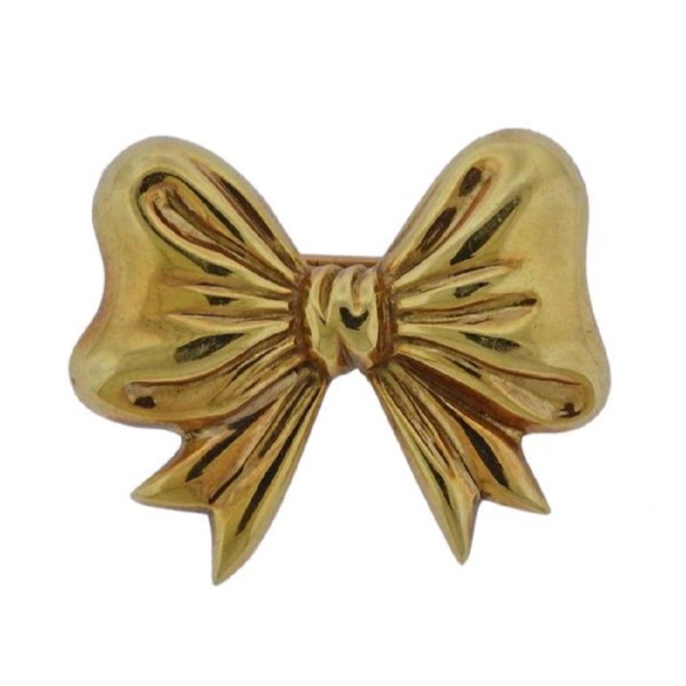Tiffany 18k Solid Gold Bow Brooch Pin